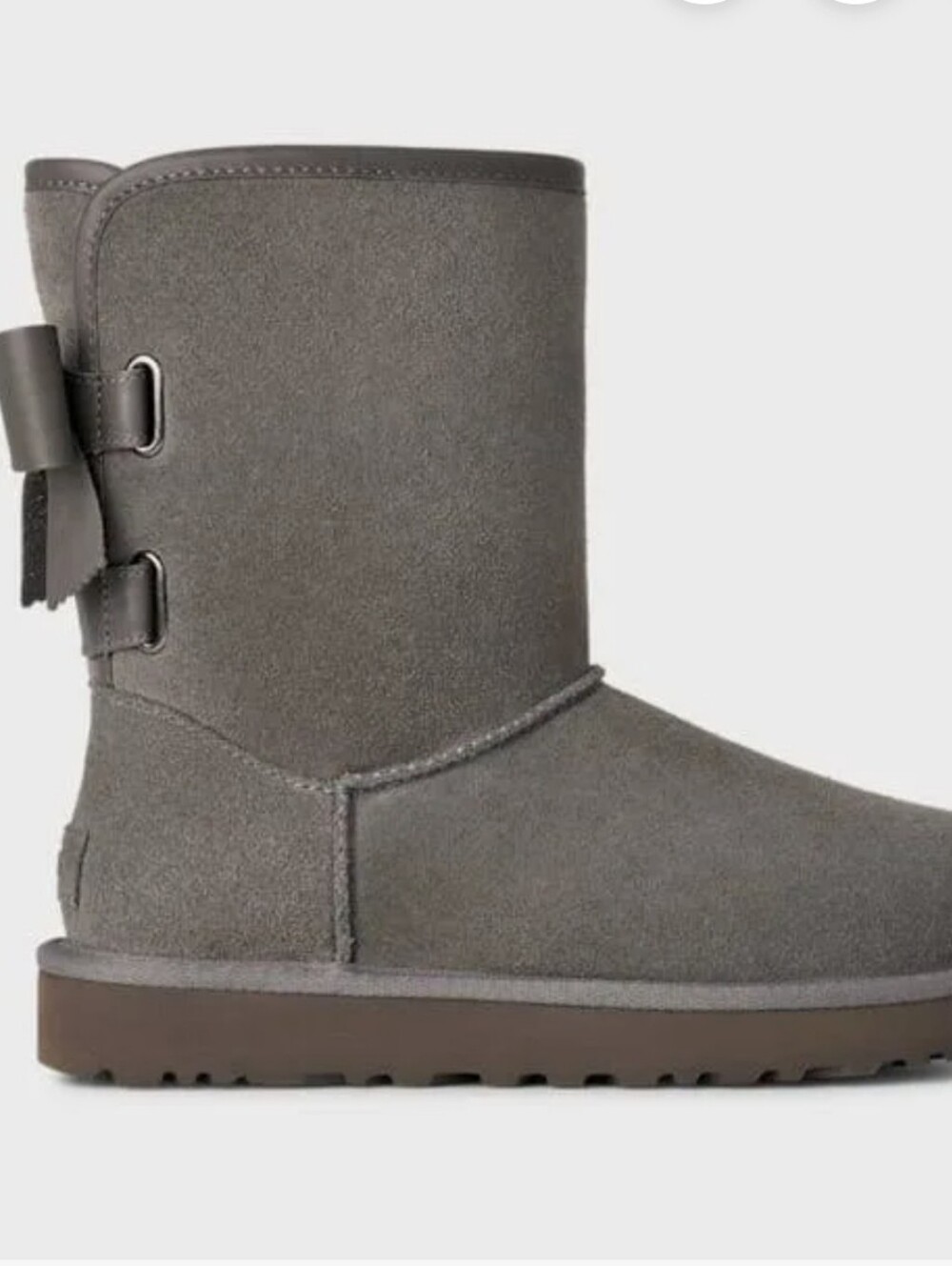 Ugg Bailey Leather Bow Boots- Grey